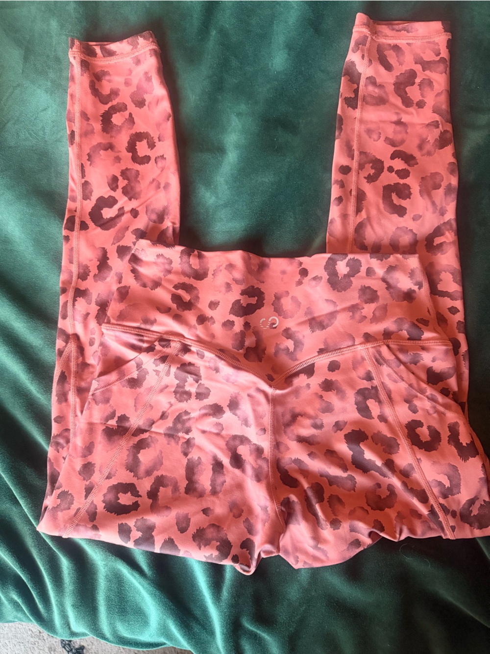 High-Rise Coral Leopard Print Performance Leggings